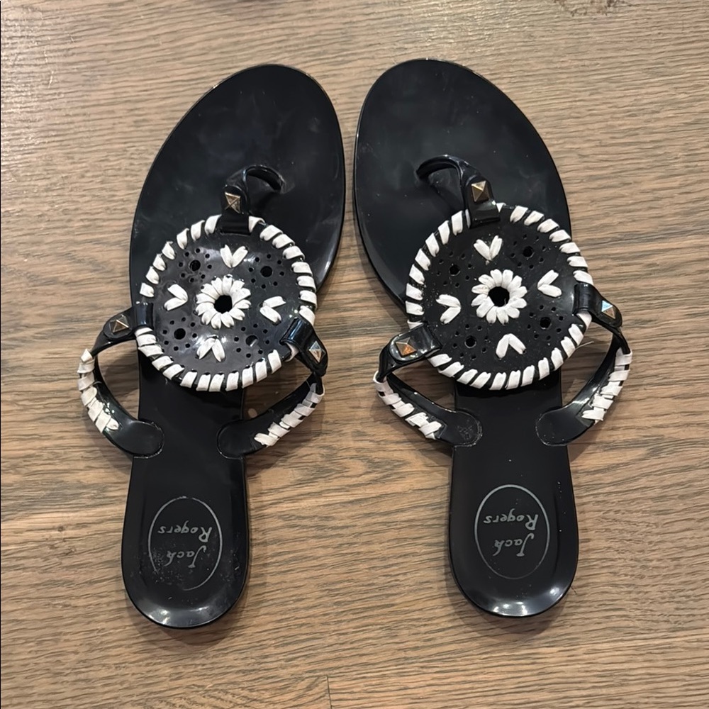 Jack Rogers Black and White Georgica Jelly Sandals